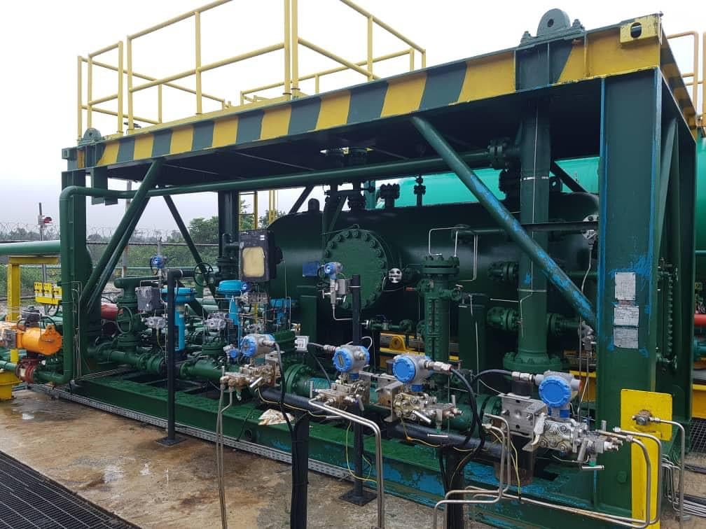 Process skid with instrumentation at a Forza Projects site